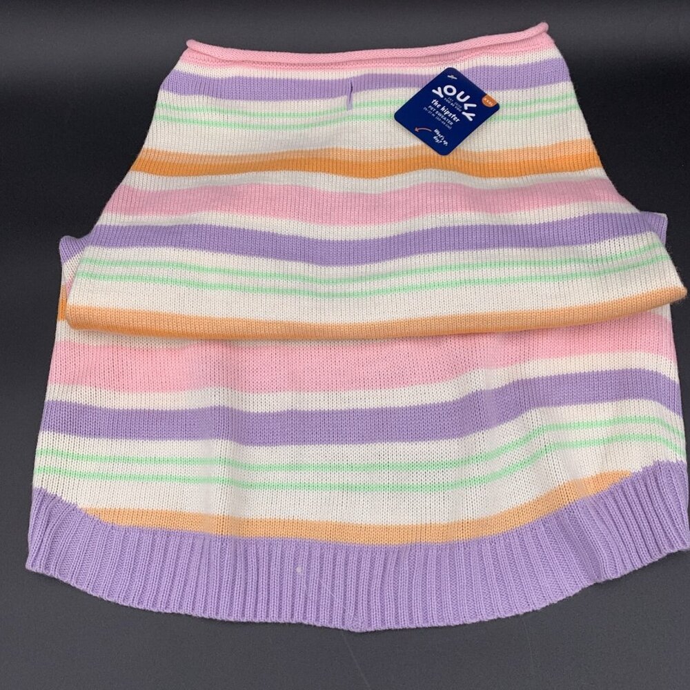 Youly Dog‎ Pet Sweater CostumeXXXL Striped Ribbed Knit The Hipster 25-27 Inches